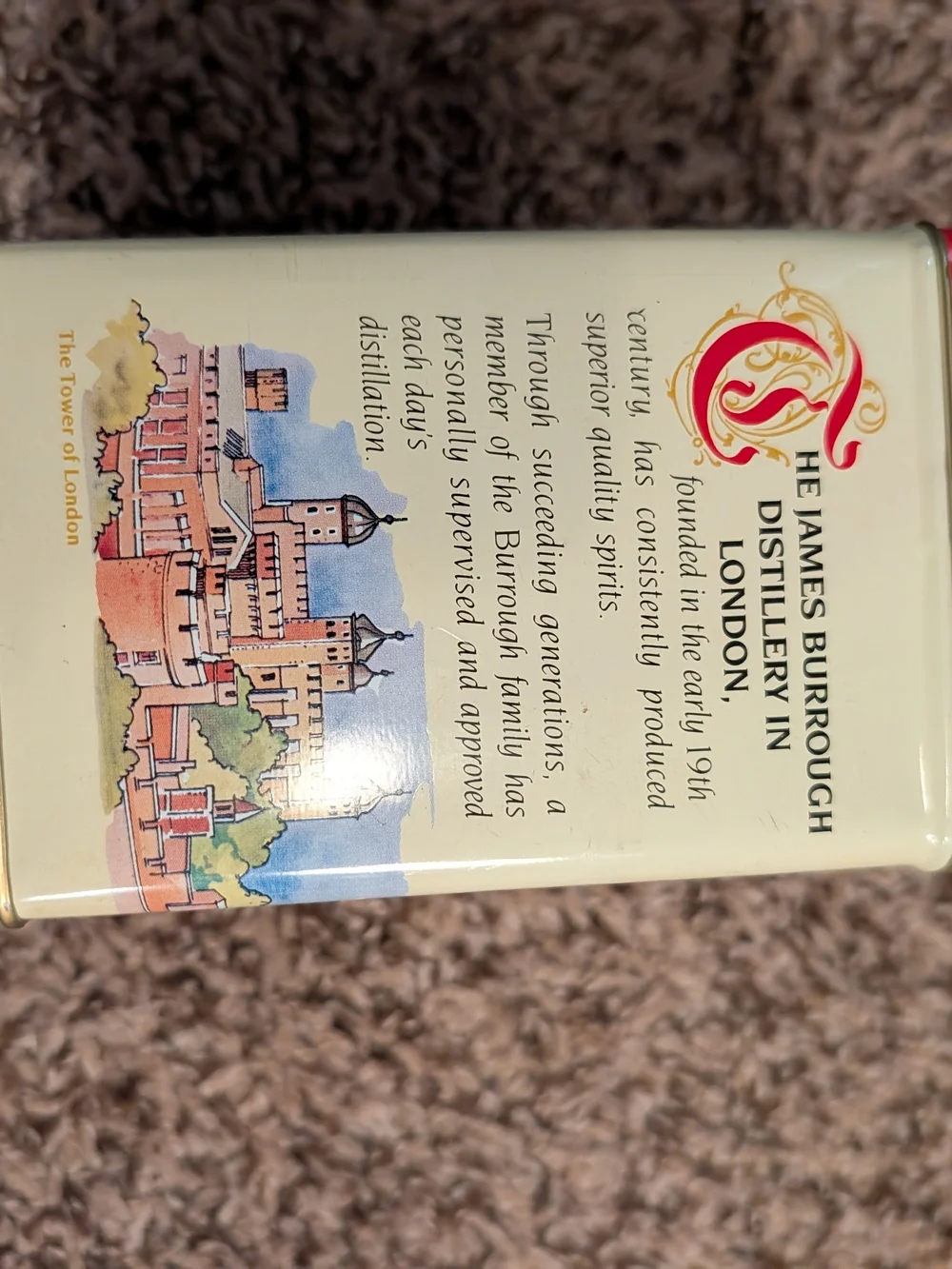 Burrough's Beefeater Red Metal Storage Tin